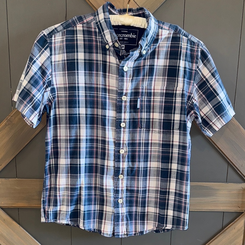 Abercrombie striped short sleeve Oxford button up